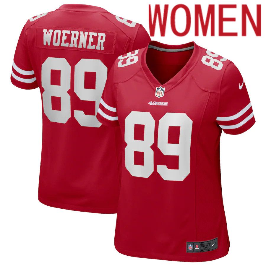 Cheap Women San Francisco 49ers 89 Charlie Woerner Nike Scarlet Game NFL Jersey